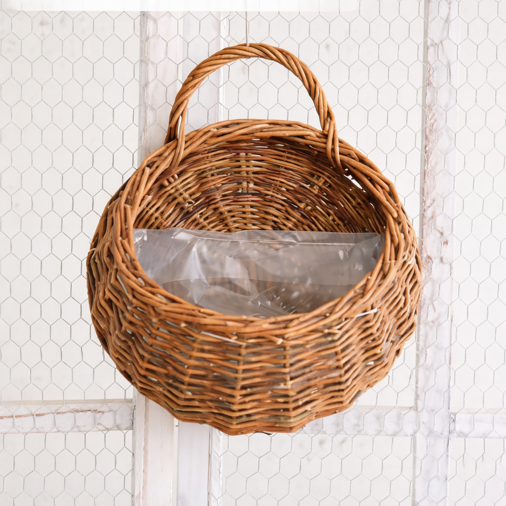 GrandWoven Handwoven Willow Wall Hanging Basket - Rustic Home Decor (8")
