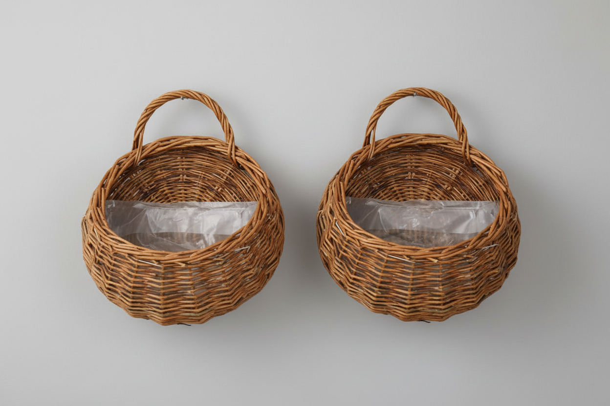 GrandWoven™ Duo: Handwoven Willow Wall Hanging Baskets (Set of 2) - Natural Home Decor