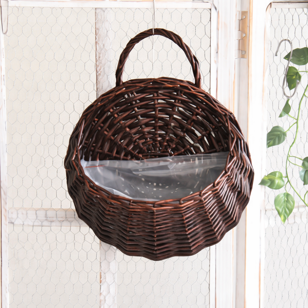 GrandWoven Handwoven Willow Wall Hanging Basket - Rustic Home Decor (8")