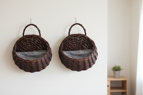 GrandWoven™ Duo: Handwoven Willow Wall Hanging Baskets (Set of 2) - Natural Home Decor