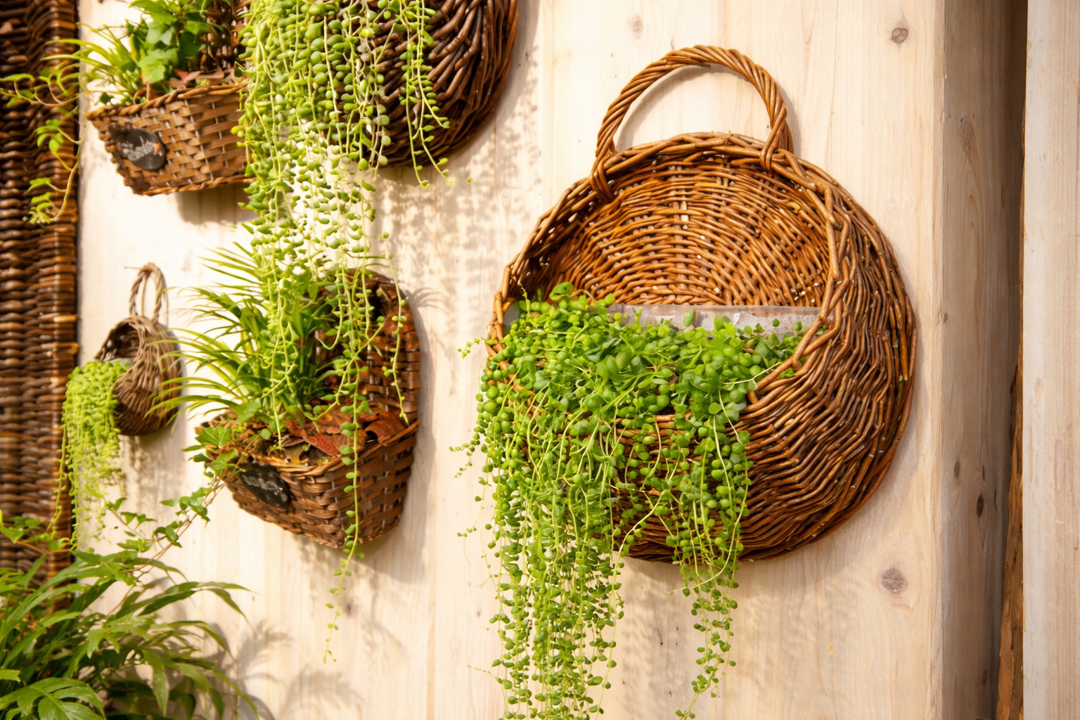 GrandWoven Handwoven Willow Wall Hanging Basket - Rustic Home Decor (8")