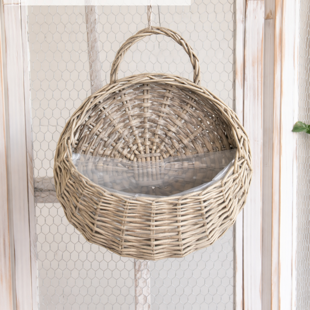 GrandWoven Handwoven Willow Wall Hanging Basket - Rustic Home Decor (8")