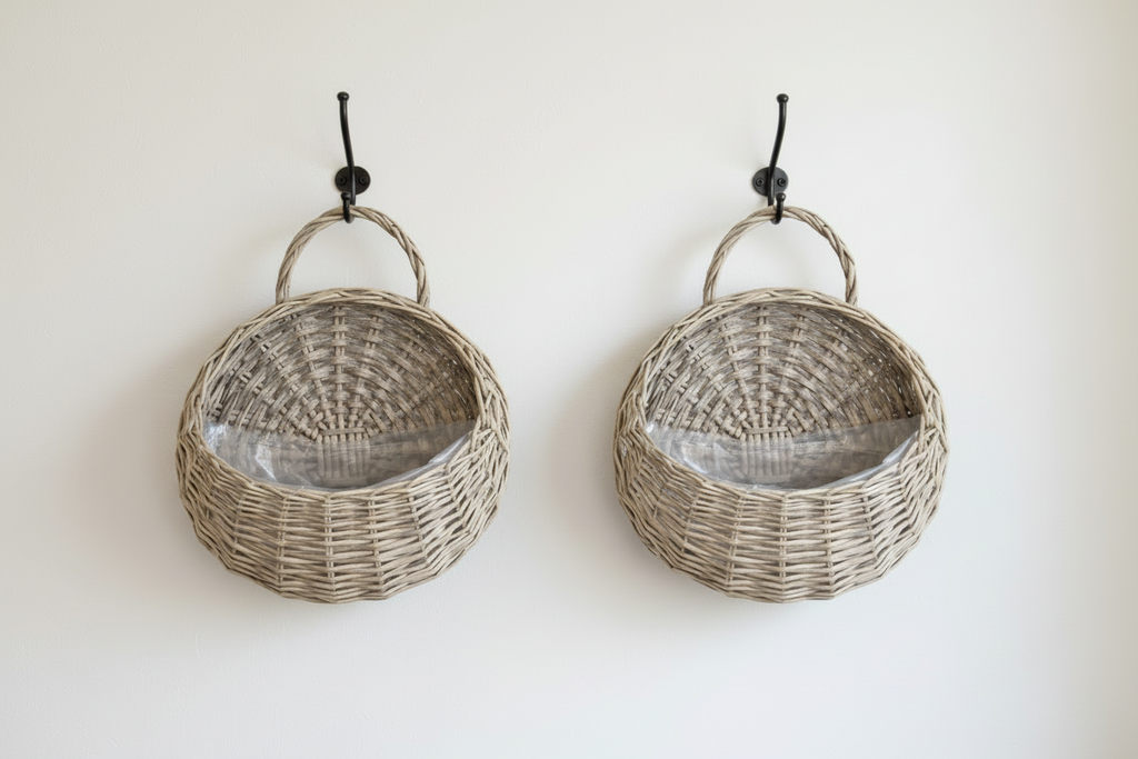 GrandWoven Handwoven Willow Wall Hanging Basket - Rustic Home Decor (8")
