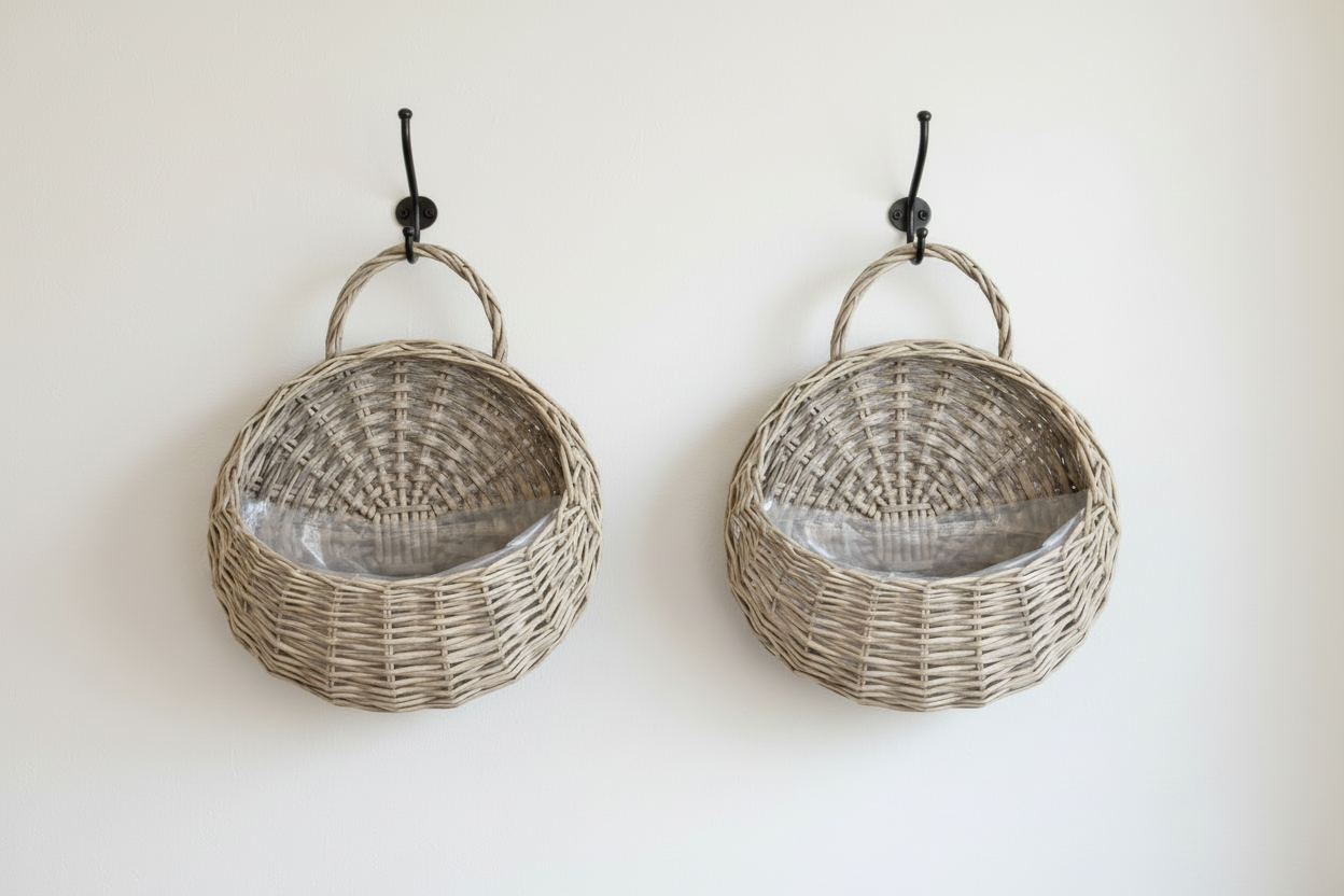 GrandWoven Handwoven Willow Wall Hanging Basket - Rustic Home Decor (8")