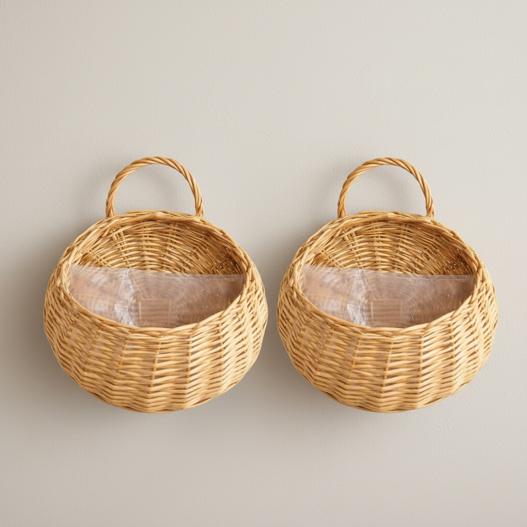 GrandWoven Handwoven Willow Wall Hanging Basket - Rustic Home Decor (8")